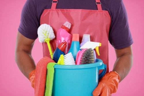 Cleaner working in an Islington period flat with careful attention to detail