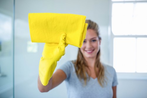 Local technician inspecting upholstery before cleaning in Islington