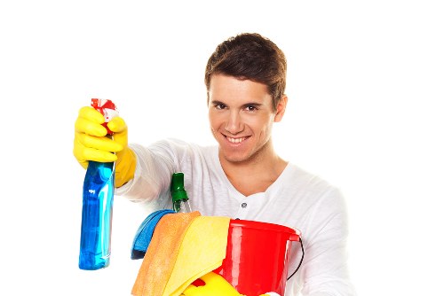 Professional domestic cleaning tasks in a modern Islington apartment