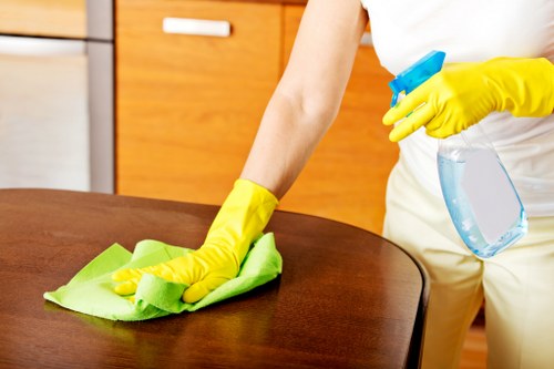 Local carpet cleaner treating a hallway carpet in Islington with careful stain attention